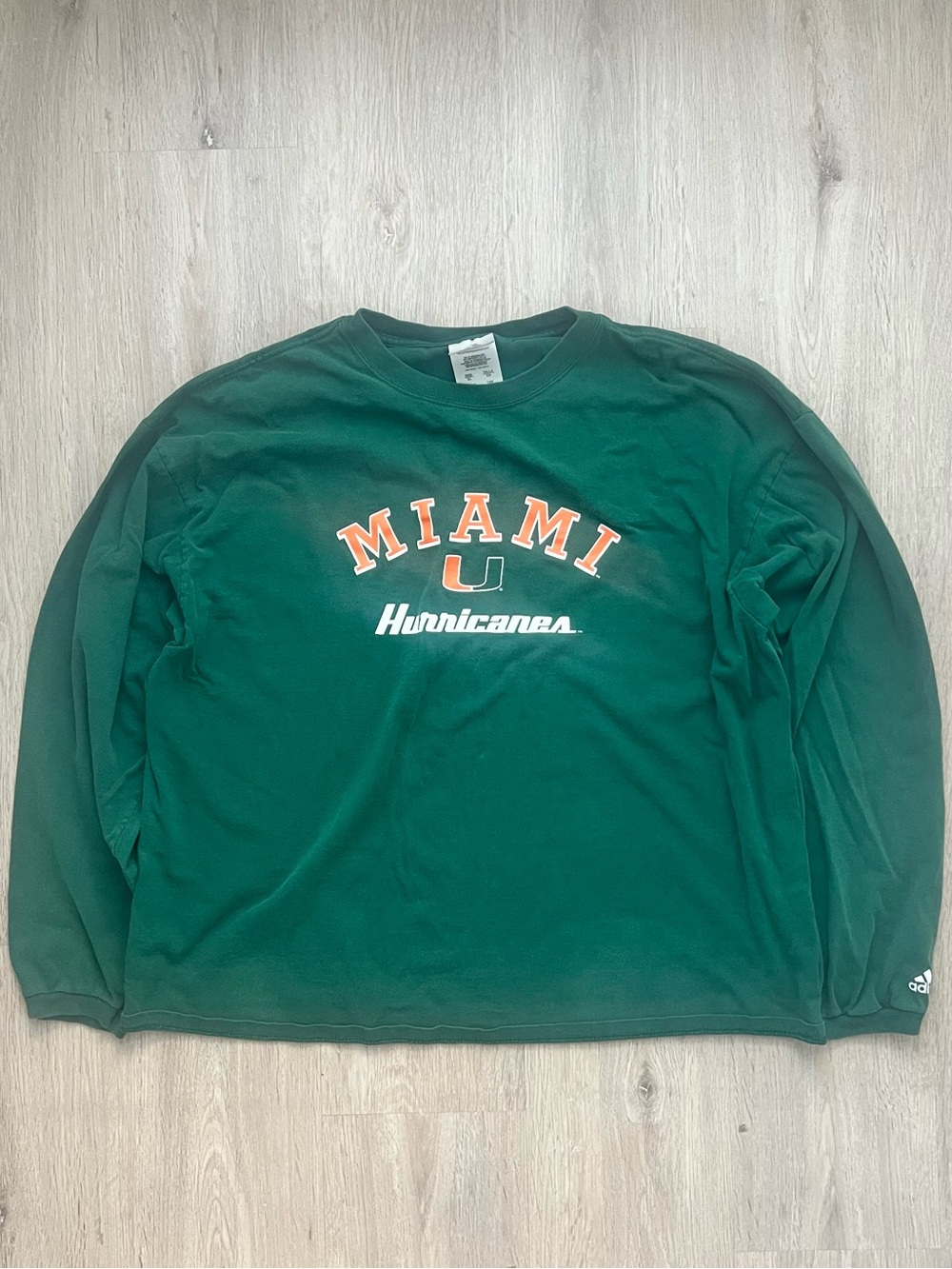 Vintage Y2K Adidas Miami Hurricanes Long Sleeve Shirt Mens XL Green NCAA Tee